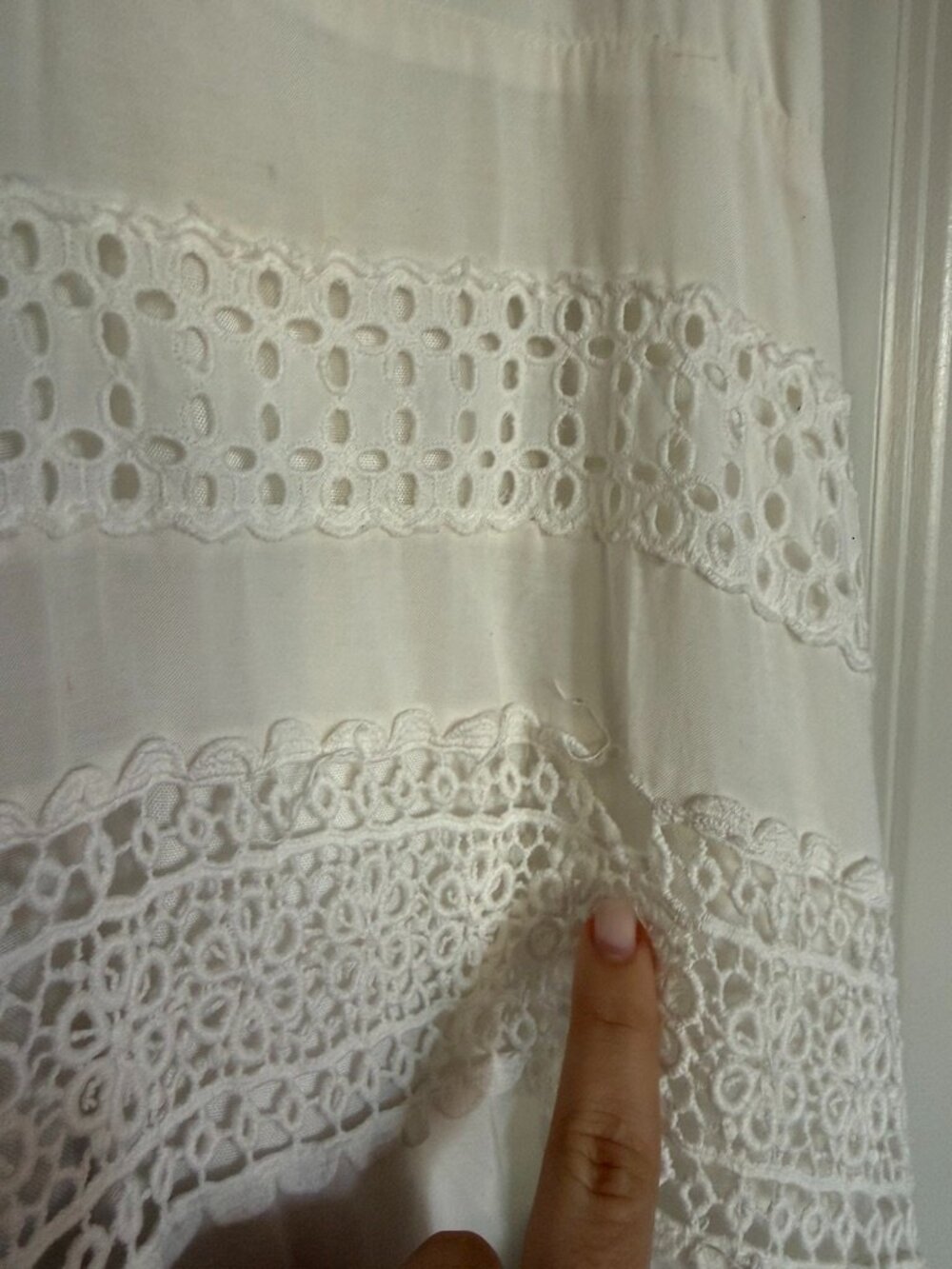 Anthropologie White Black Lace Tiered Midi Dress V-Neck Boho M - Picture 9 of 9